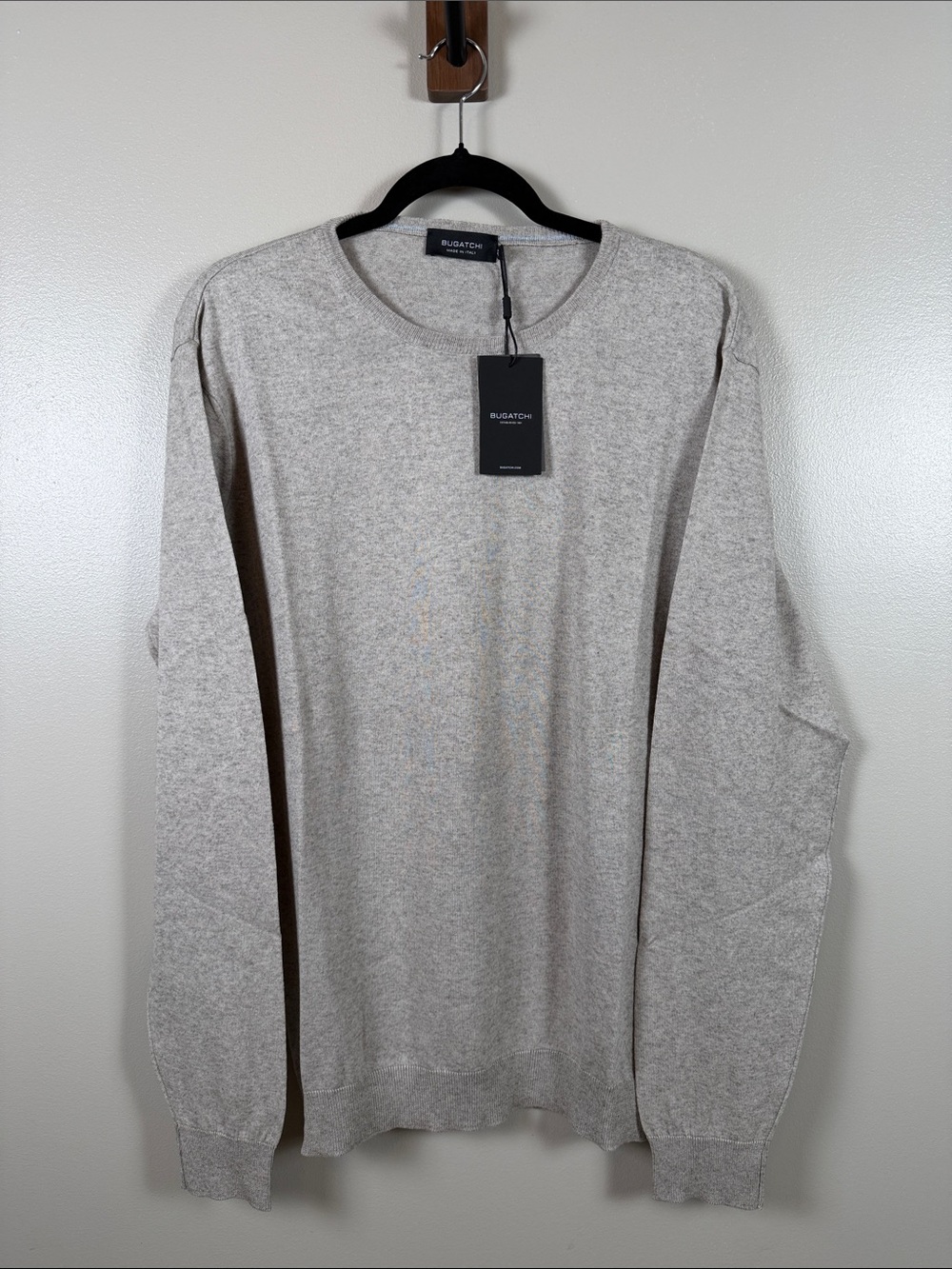 Bugatchi Men's Lightweight Cotton/Cashmere Crewneck Sweater - Oatmeal Heather